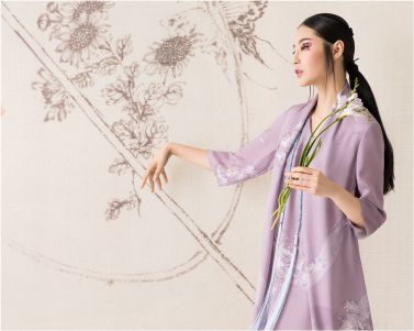 紫曦云鶴系列連衣裙