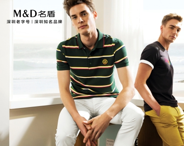 彩虹條紋絲光棉混紡POLO衫